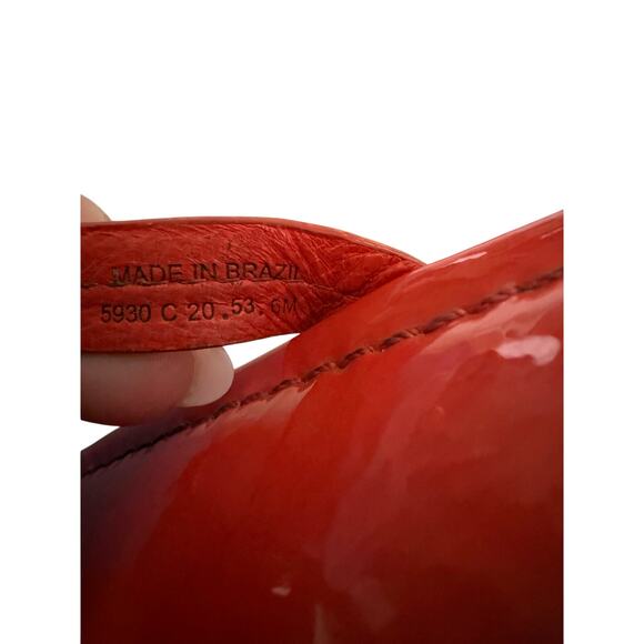 Tory Burch Miller Sandals Blazing Red Leather Thong Logo Flats Size 6 - Picture 4 of 4